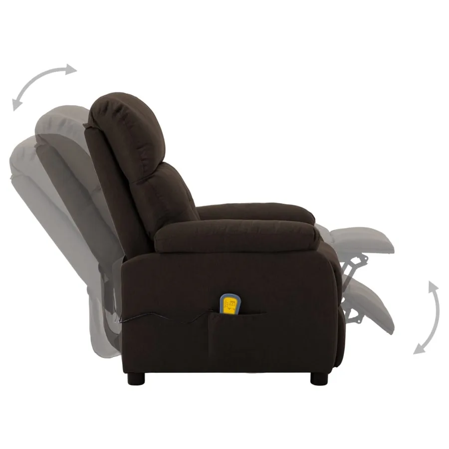 Fauteuil électrique de massage marron foncé tissu - 5