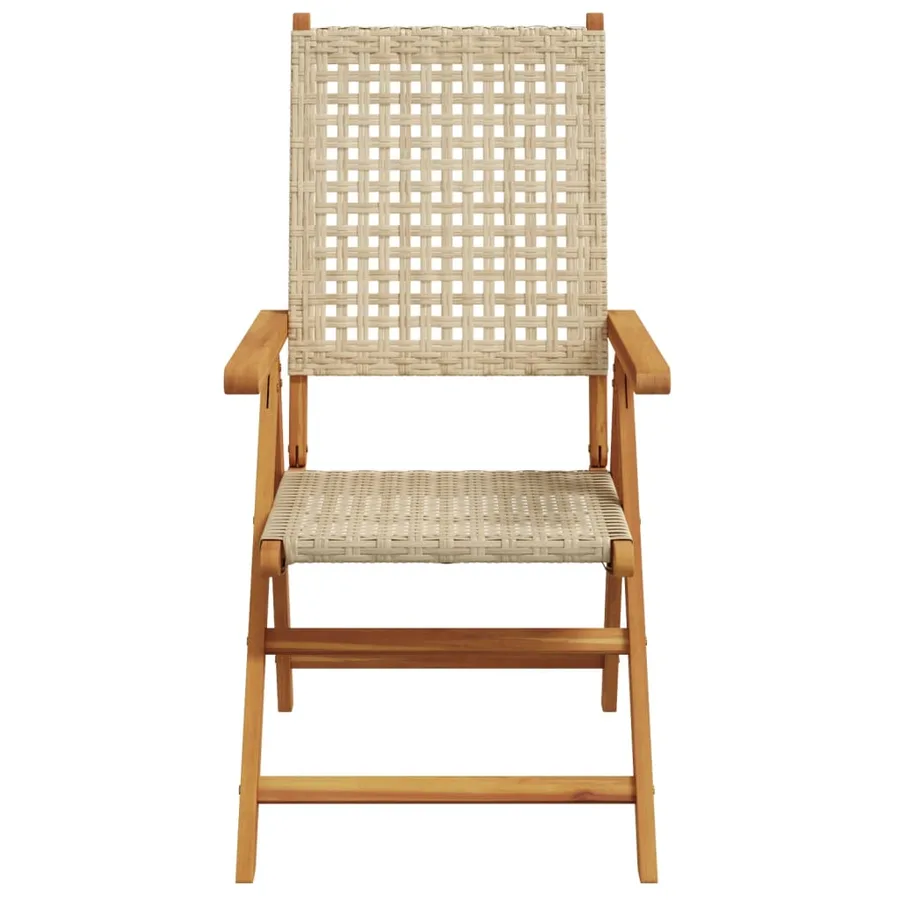 Chaises inclinables de jardin lot de 8 beige rotin bois massif - 4
