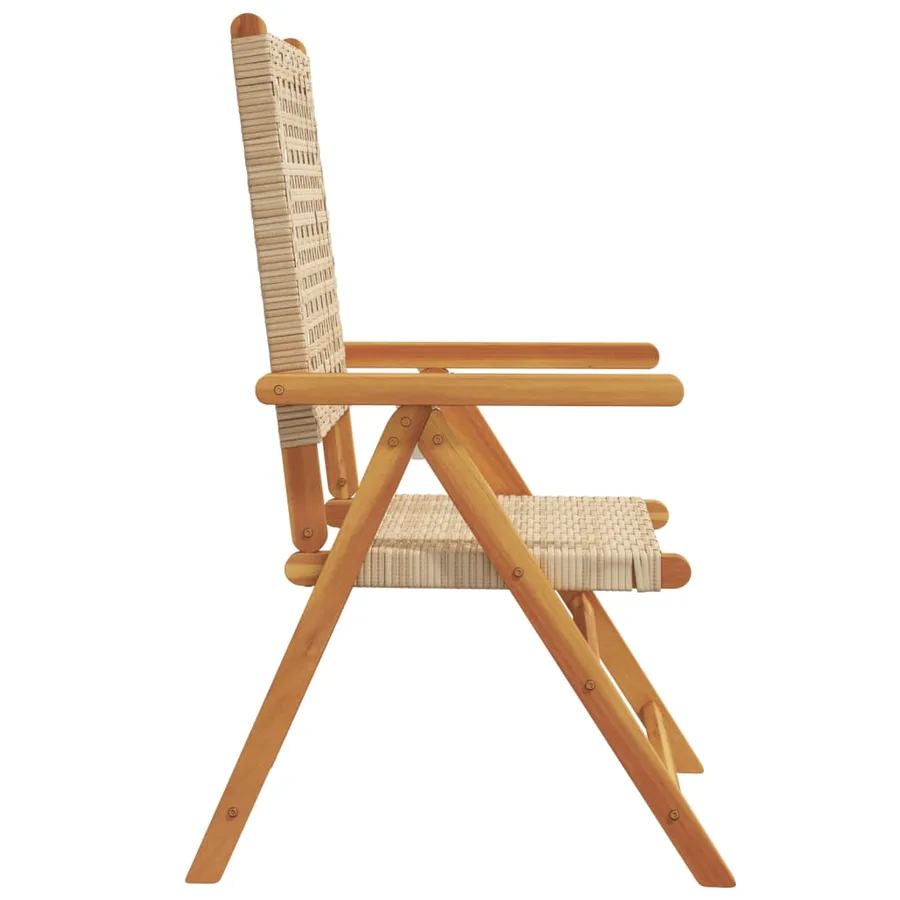 Chaises inclinables de jardin lot de 8 beige rotin bois massif - 5