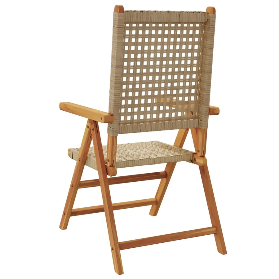 Chaises inclinables de jardin lot de 8 beige rotin bois massif - 6