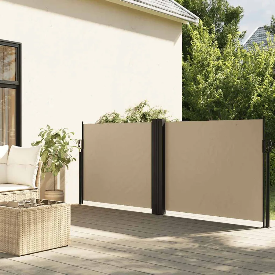 Auvent latéral rétractable beige 120x1000 cm