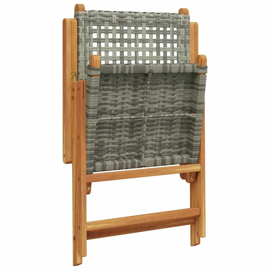 Ensemble à manger de jardin 7 pcs gris rotin et bois massif - 7