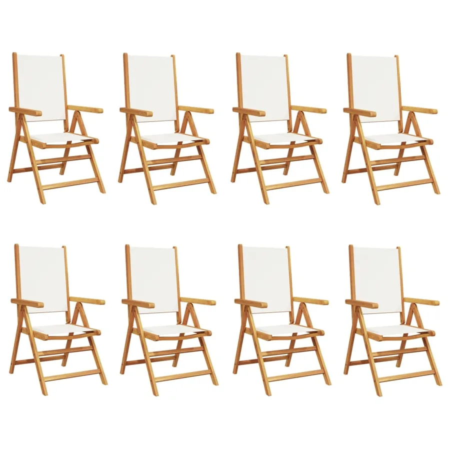 Chaises inclinables de jardin lot de 8 tissu et bois massif - 2