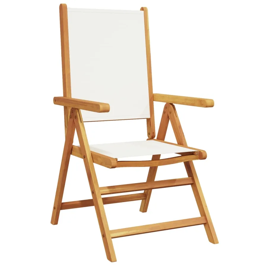 Chaises inclinables de jardin lot de 8 tissu et bois massif - 3