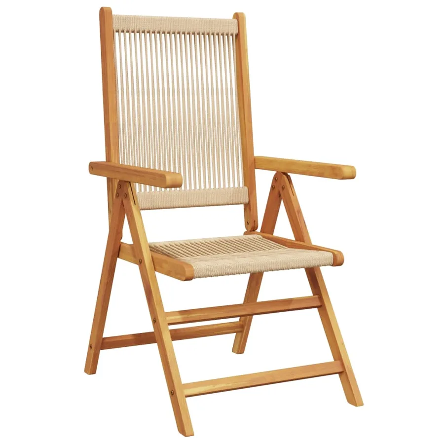 Chaises inclinables de jardin lot de 8 beige bois massif acacia - 3