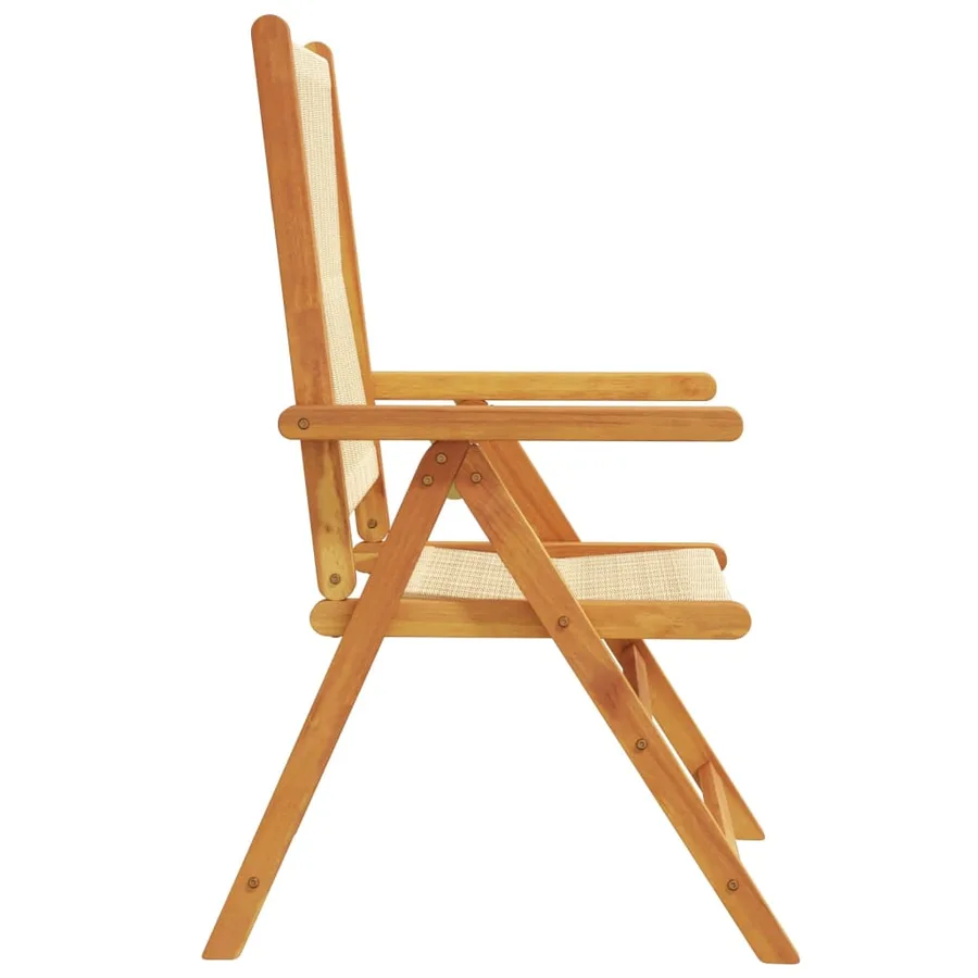 Chaises inclinables de jardin lot de 8 beige bois massif acacia - 5