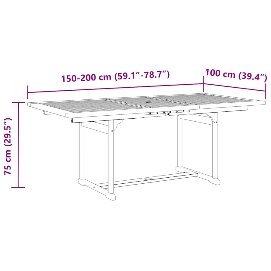 Ensemble à Manger de jardin 7pcs noir polypropylène bois massif - 13