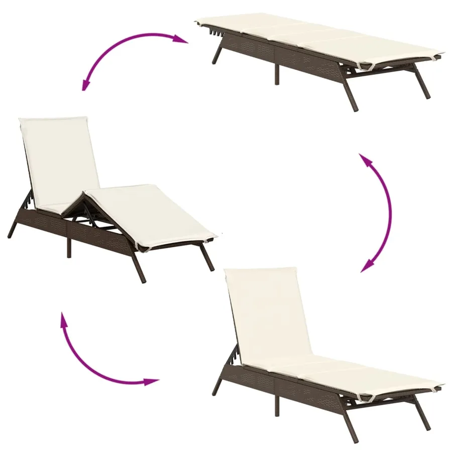 Chaises longues lot de 2 avec table marron résine tressée - 7