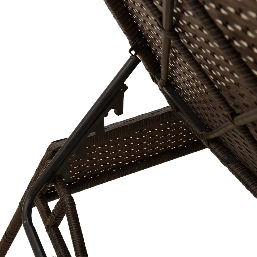 Chaises longues lot de 2 avec table marron résine tressée - 9