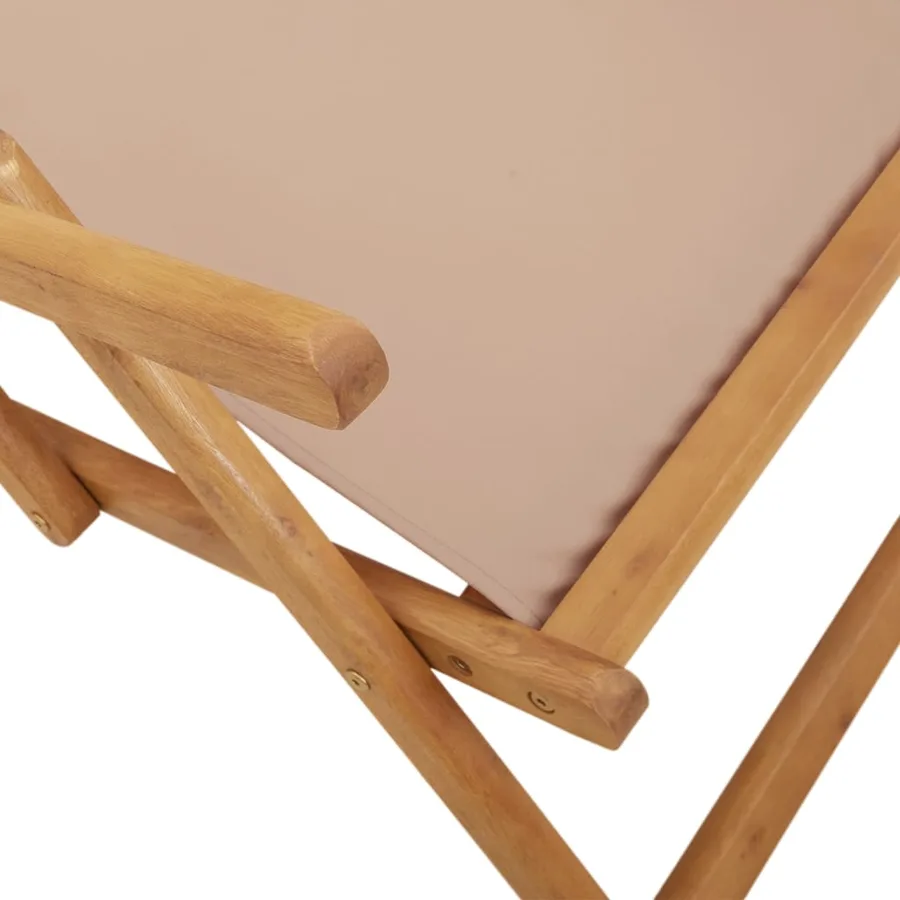 Chaise pliable de plage taupe bois d'eucalyptus massif et tissu - 10