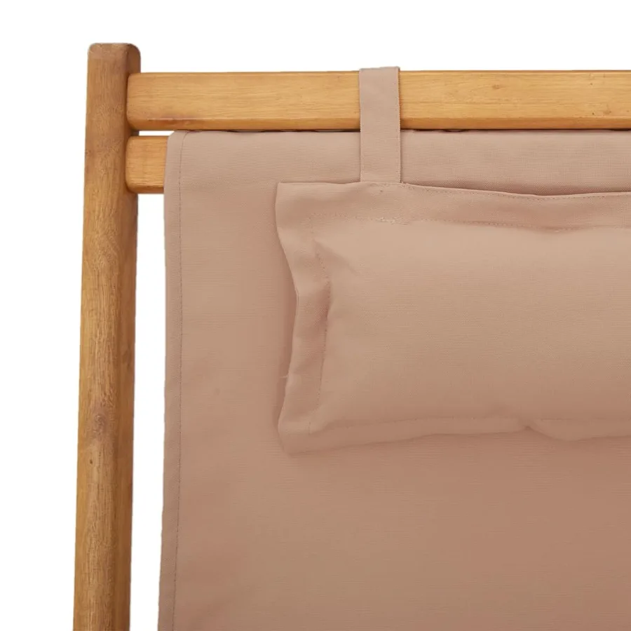Chaise pliable de plage taupe bois d'eucalyptus massif et tissu - 9