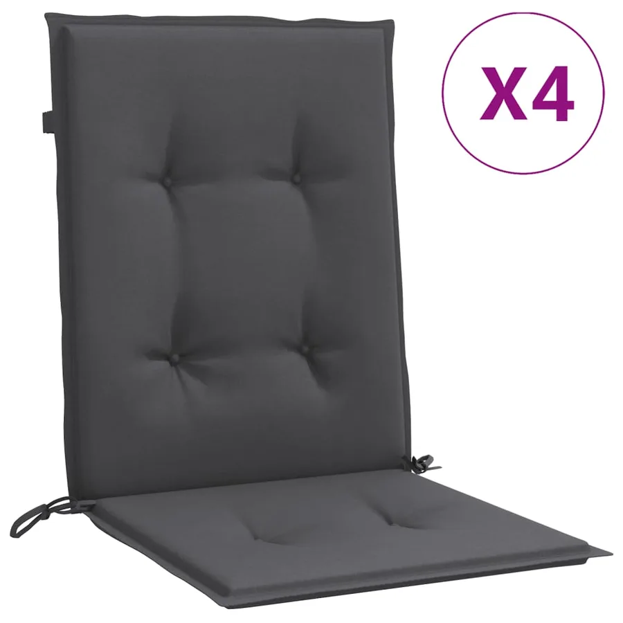 Coussins de chaise à dossier bas lot de 4 anthracite mélangé - 2