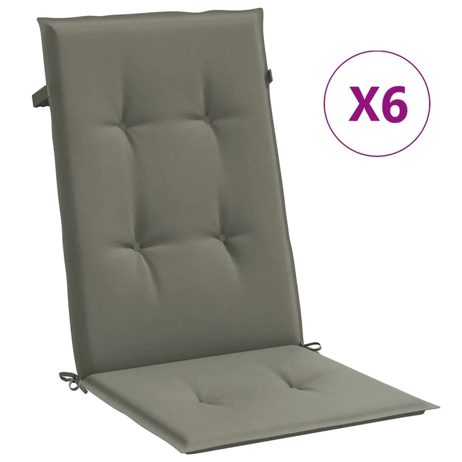 Coussins de chaise à dossier haut lot de 6 gris foncé mélangé - 2