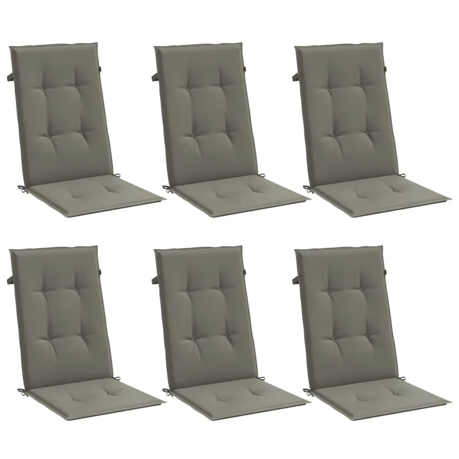Coussins de chaise à dossier haut lot de 6 gris foncé mélangé - 4