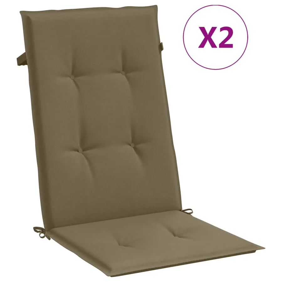 Coussins de chaise à dossier haut lot de 2 taupe mélangé tissu - 2