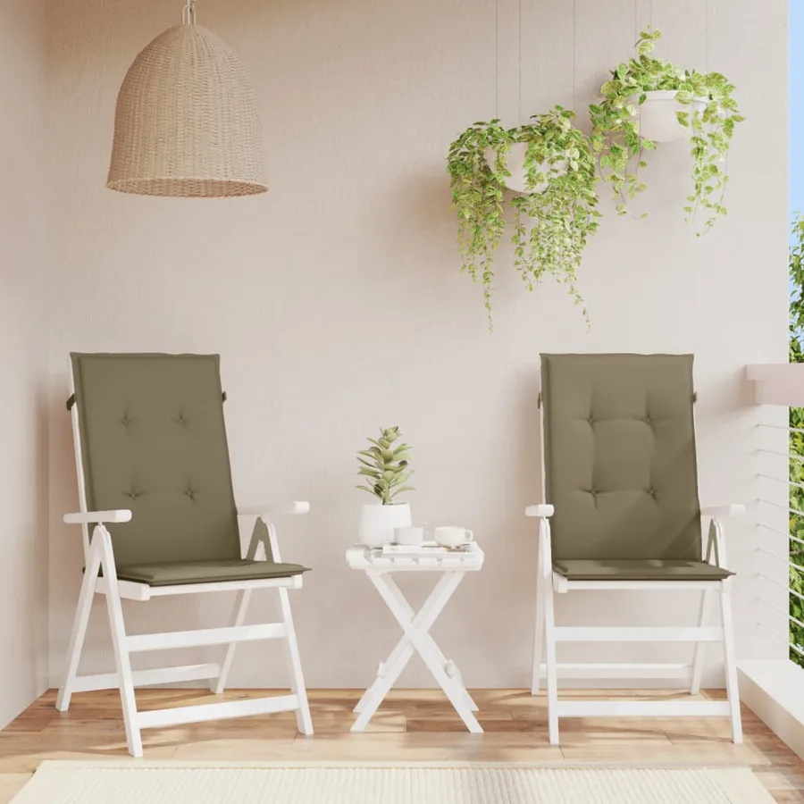 Coussins de chaise à dossier haut lot de 2 taupe mélangé tissu - 3