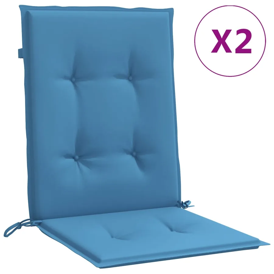 Coussins de chaise à dossier bas lot de 2 bleu mélangé tissu - 2