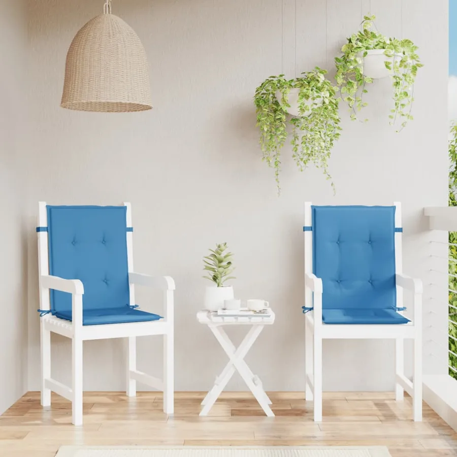 Coussins de chaise à dossier bas lot de 2 bleu mélangé tissu - 3