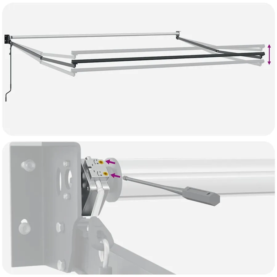 Auvent rétractable anthracite/blanc 3x2,5 m tissu et aluminium - 12