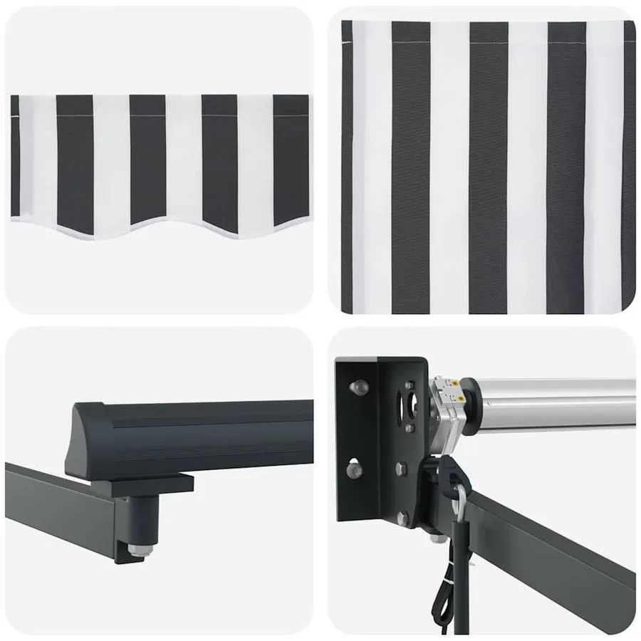 Auvent rétractable anthracite/blanc 3x2,5 m tissu et aluminium - 7