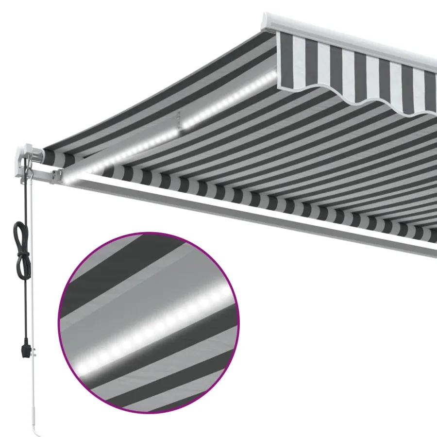 Auvent rétractable automatique avec LED anthracite et blanc - 9