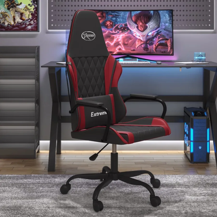 Chaise de jeu de massage Noir et rouge bordeaux Similicuir