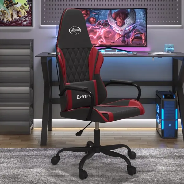 Chaise de jeu de massage Noir et rouge bordeaux Similicuir