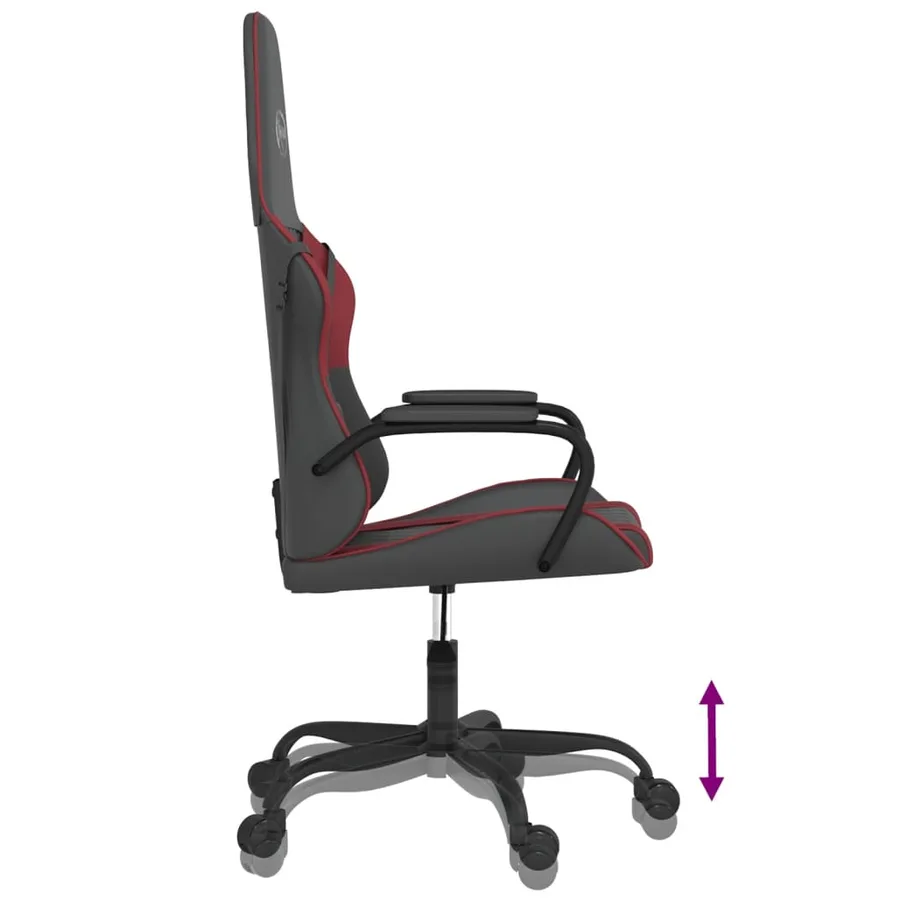 Chaise de jeu de massage Noir et rouge bordeaux Similicuir - 6