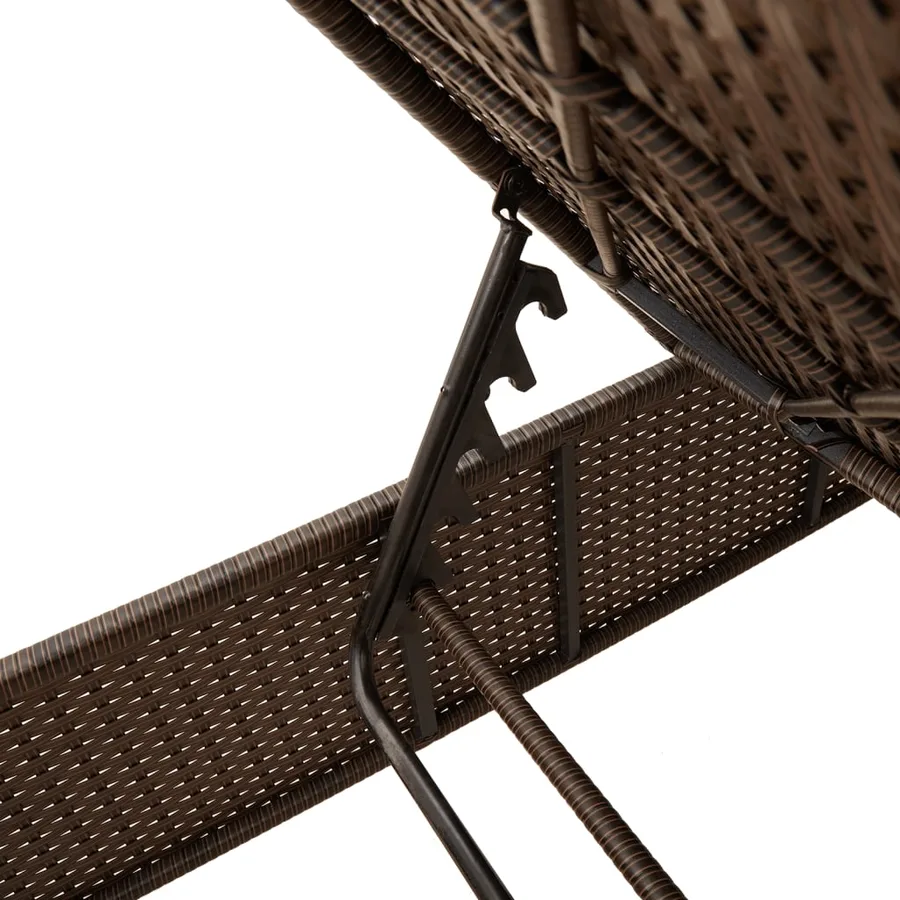 Chaises longues avec coussins lot de 2 marron résine tressée - 10