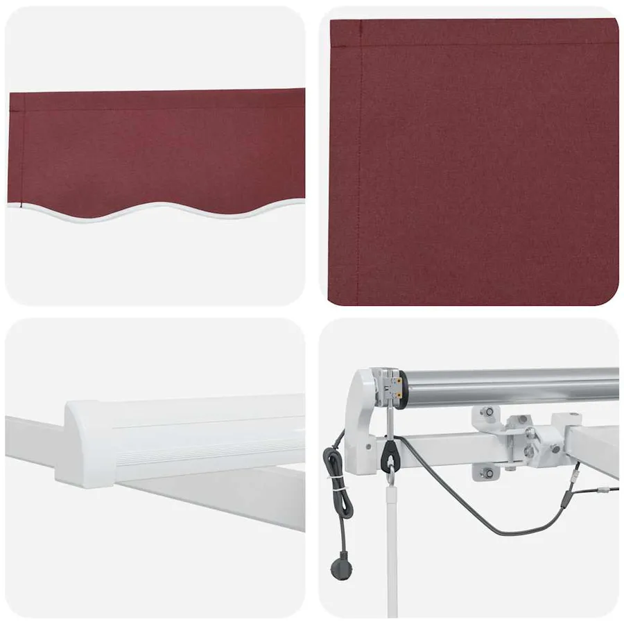 Auvent rétractable automatique avec LED bordeaux 400x300 cm - 12