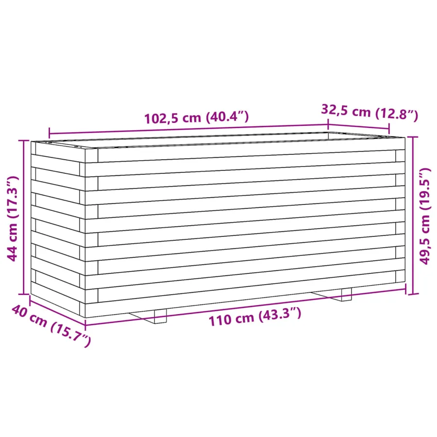 Jardinière 110x40x49,5 cm bois de pin imprégné - 10