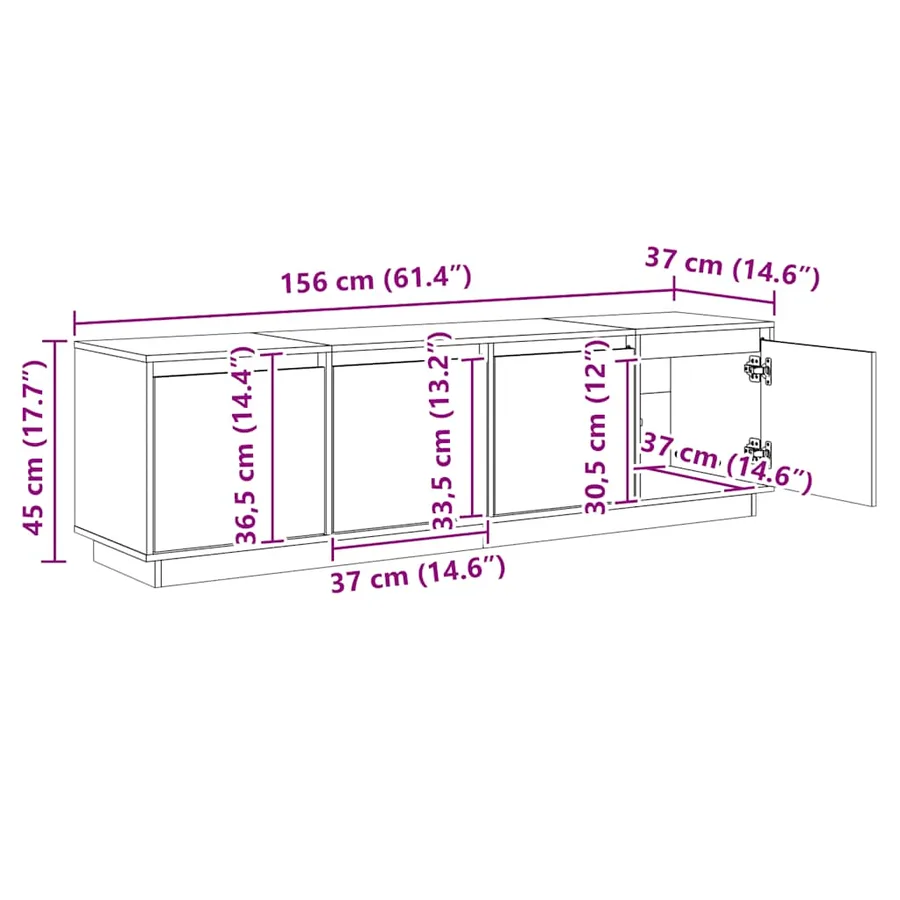 Meuble TV 156x37x45 cm Bois de pin massif - 10
