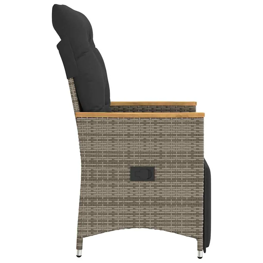 Chaises inclinables de jardin lot de 2 et coussins gris rotin - 5