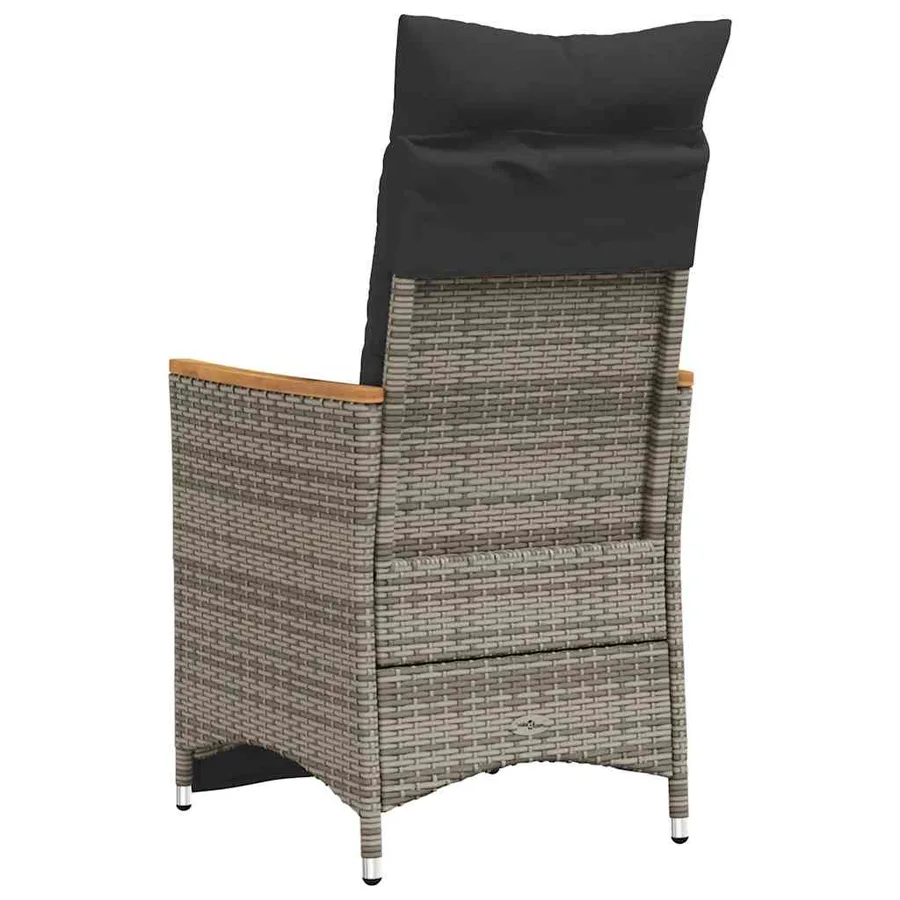 Chaises inclinables de jardin lot de 2 et coussins gris rotin - 6