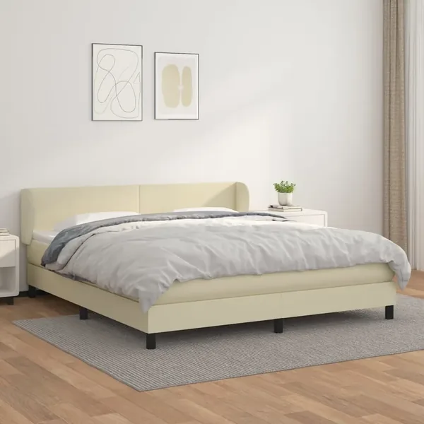 Sommier à lattes de lit avec matelas Crème 180x200cm Similicuir