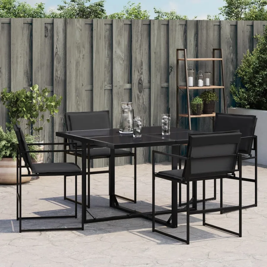 Chaises de jardin et coussins lot de 4 noir acier et textilène - 3