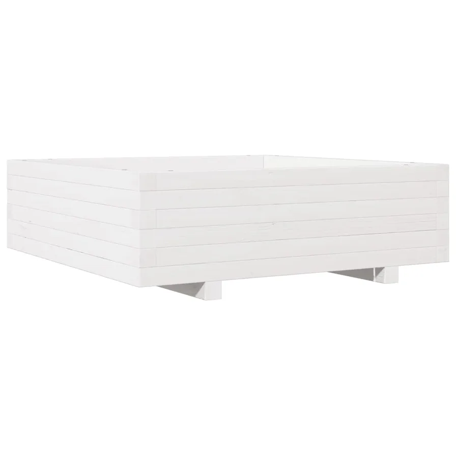 Jardinière blanc 80x80x26,5 cm bois de pin massif - 2