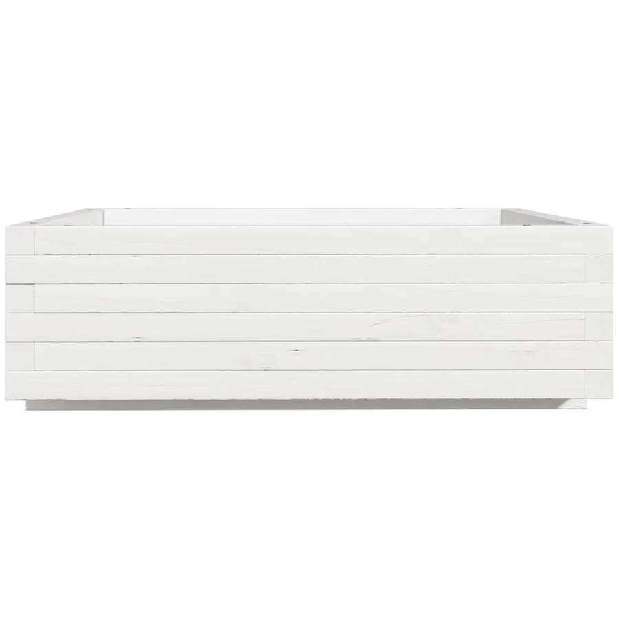 Jardinière blanc 80x80x26,5 cm bois de pin massif - 6