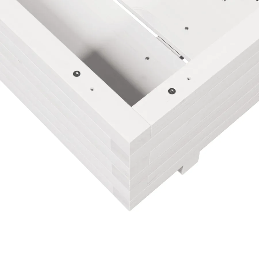Jardinière blanc 80x80x26,5 cm bois de pin massif - 8