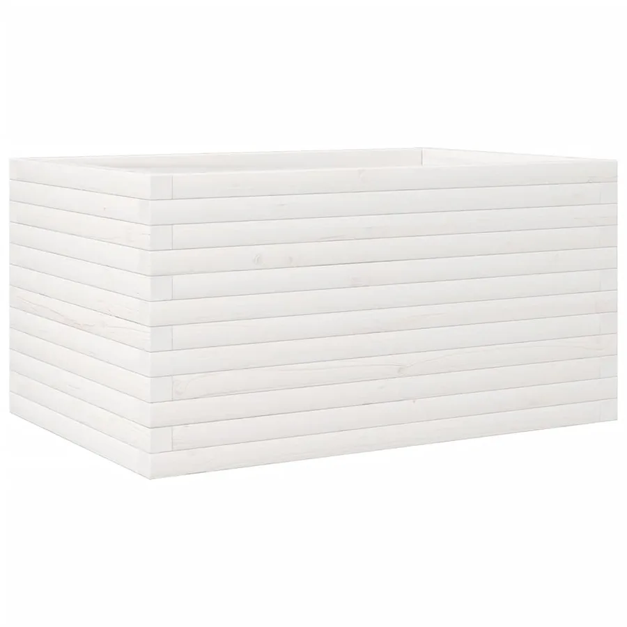 Jardinière blanc 90x60x45,5 cm bois de pin massif - 2