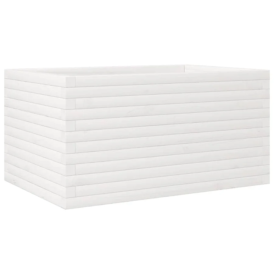 Jardinière blanc 90x60x45,5 cm bois de pin massif - 7
