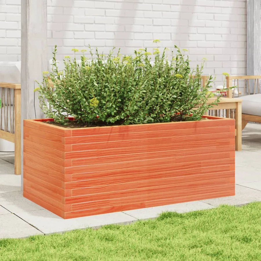 Jardinière cire marron 110x60x45,5 cm bois de pin massif - 3