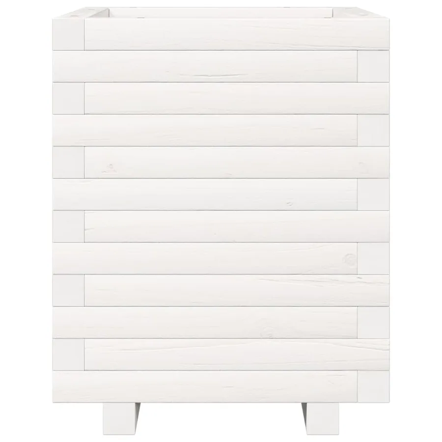 Jardinière blanc 40x40x49,5 cm bois de pin massif - 5