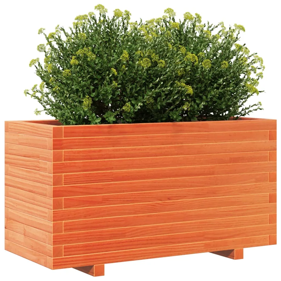 Jardinière cire marron 90x40x49,5 cm bois de pin massif - 4