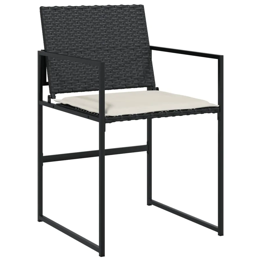 Ensemble à manger de jardin coussins 5pcs noir résine tressée - 4