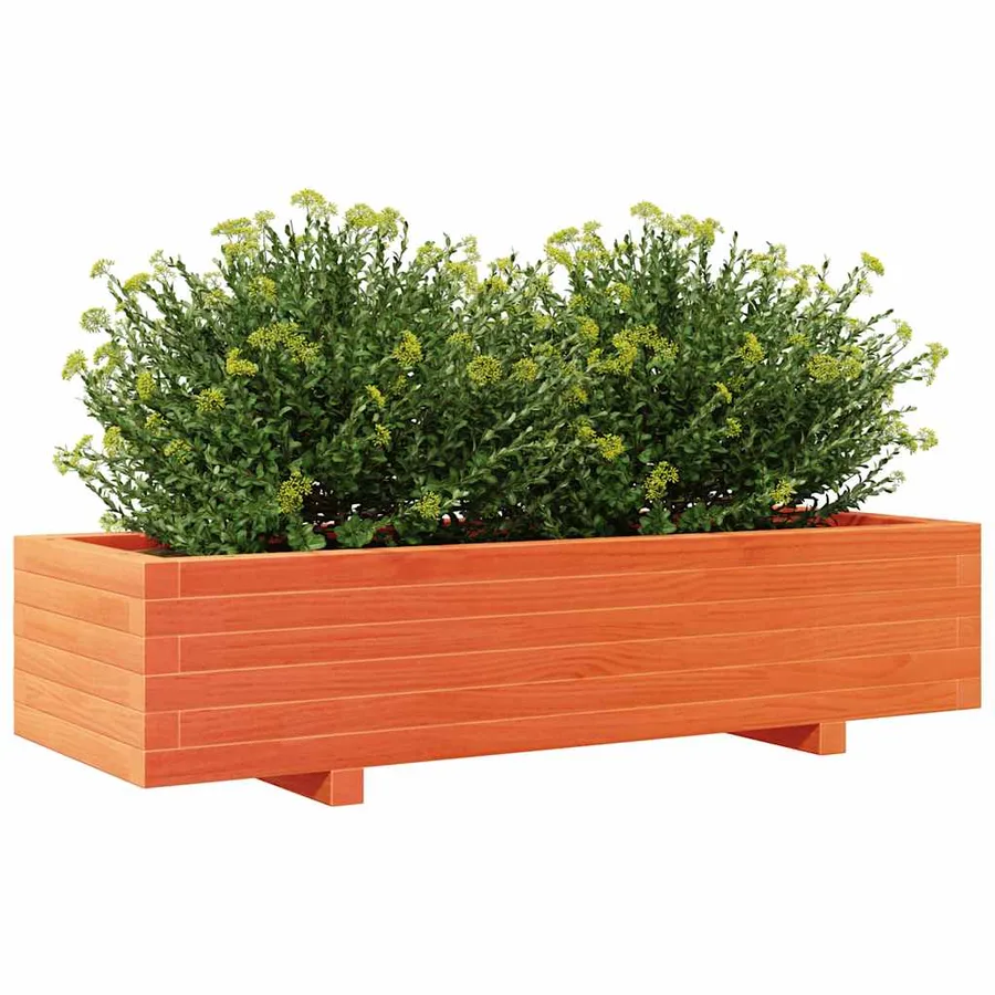 Jardinière cire marron 110x40x26,5 cm bois de pin massif - 4