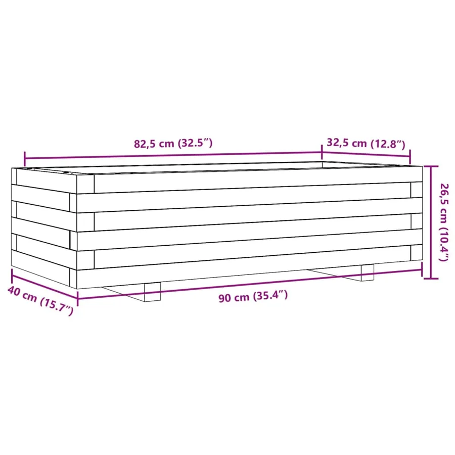 Jardinière cire marron 90x40x26,5 cm bois de pin massif - 10