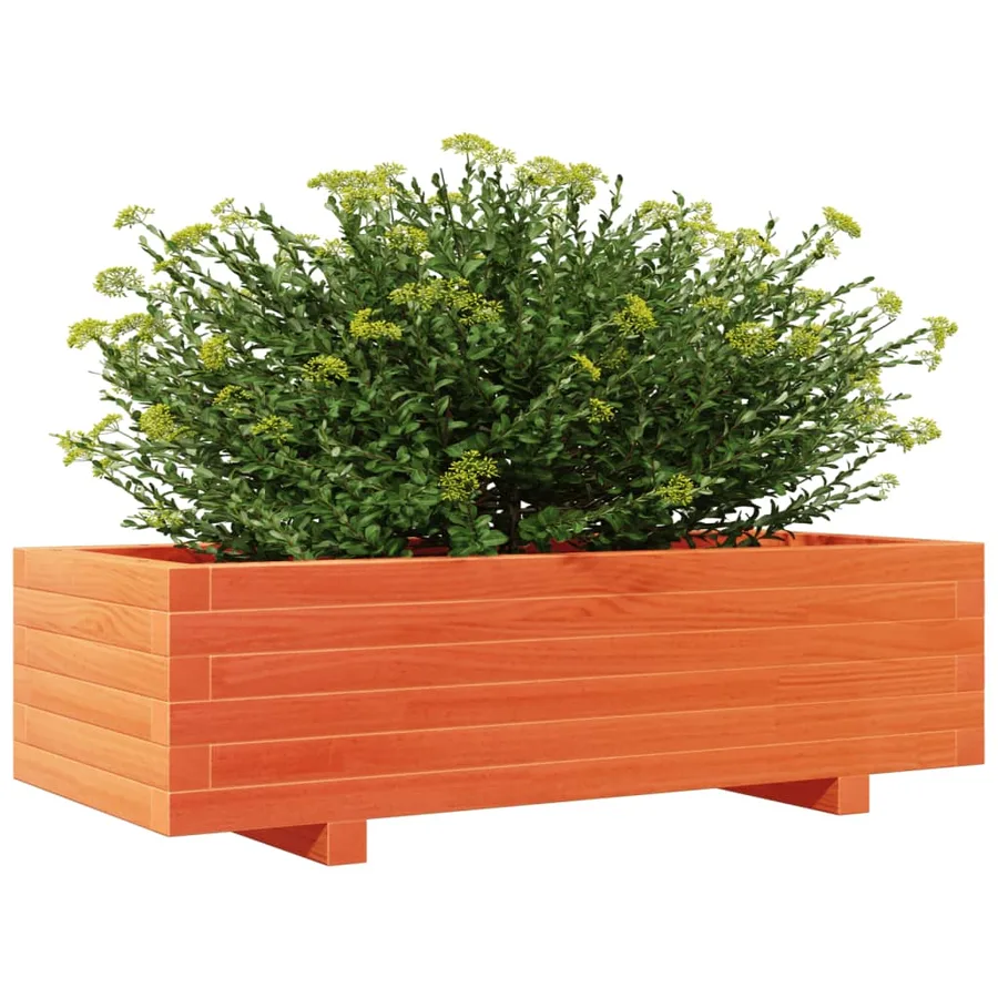 Jardinière cire marron 90x40x26,5 cm bois de pin massif - 4