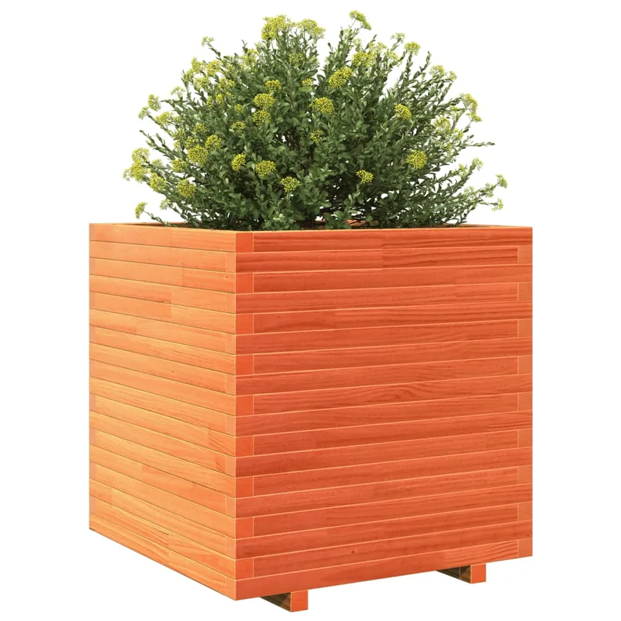 Jardinière cire marron 70x70x72 cm bois de pin massif - 4
