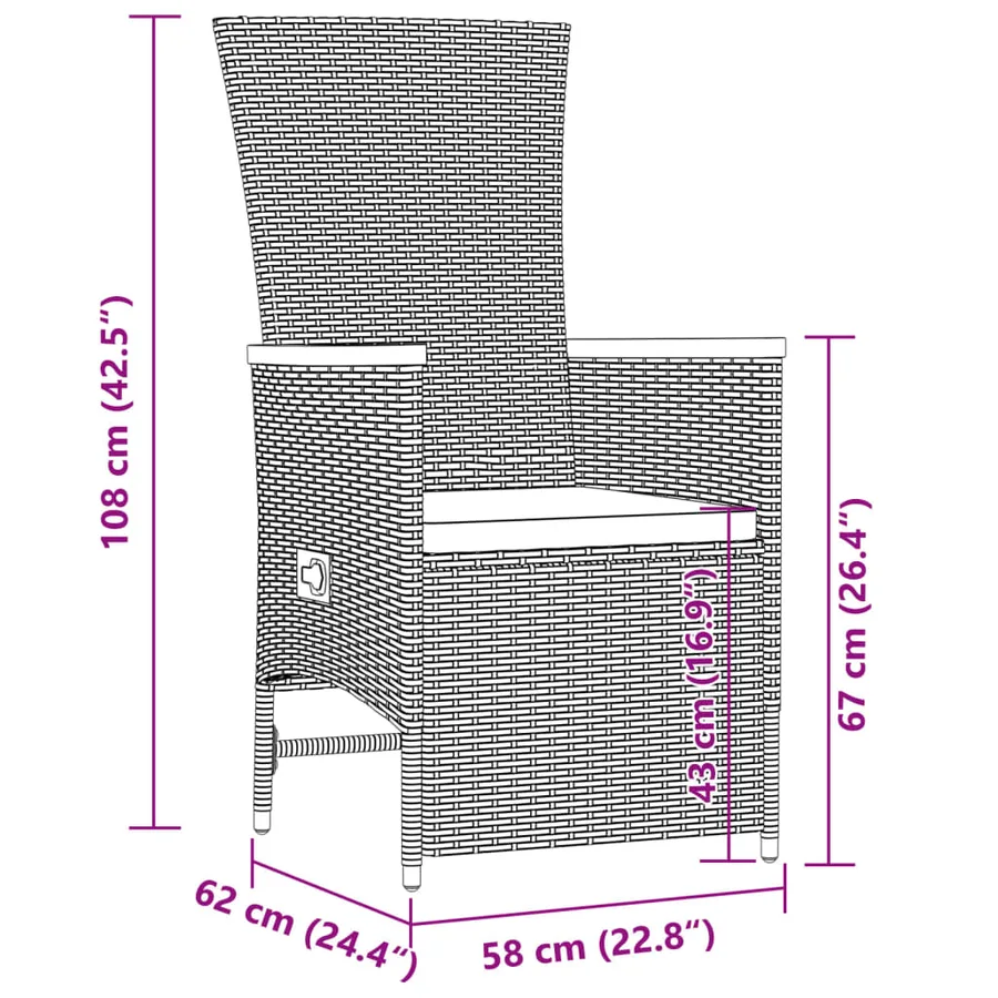 Ensemble à manger de jardin 9 pcs coussins gris résine tressée - 9